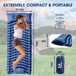 Pretyw Sleeping Pad for Camping - Ultralight Camping Mattress with Pillow, Built-in Foot Pump, Compact Inflatable Portable Mat for Backpacking, Hiking, Car Traveling, Beach, Tent