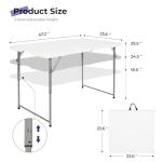 Byliable Folding Table 4 Foot Portable Heavy Duty Plastic Fold-in-Half Utility Table Small Indoor Outdoor Adjustable Height Folding with Carrying Handle, Camping and Party,White
