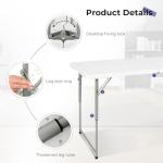 Byliable Folding Table 4 Foot Portable Heavy Duty Plastic Fold-in-Half Utility Table Small Indoor Outdoor Adjustable Height Folding with Carrying Handle, Camping and Party,White