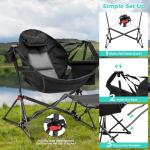 Ainfox Hammock Camping Chair with Footrest, Foldable Portable Rocking Chairs for Adults Outside Swinging Camp with Cup Holder Pillow for Outdoor Patio Poolside (Black)
