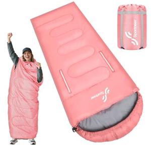 Sportneer 0 Degree Wearable Sleeping Bag for Adults & Kids – Walkable with Arm Zippers, Waterproof & Warm to 20°F, Compact for Camping, Stadiums, Travel, Backpacking & Car Use