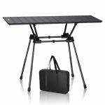 Anbte 3ft Roll Up Camping Table Max 27.5", 4 Adjustable Heights Aluminum Camping Table Foldable Waterproof with Carrying Bag, Lightweight, for Garden Picnic Outdoor Travel Beach, 35” X 16”, Black