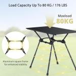 Anbte 3ft Roll Up Camping Table Max 27.5", 4 Adjustable Heights Aluminum Camping Table Foldable Waterproof with Carrying Bag, Lightweight, for Garden Picnic Outdoor Travel Beach, 35” X 16”, Black