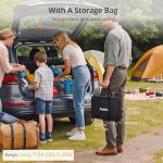 Anbte 3ft Roll Up Camping Table Max 27.5", 4 Adjustable Heights Aluminum Camping Table Foldable Waterproof with Carrying Bag, Lightweight, for Garden Picnic Outdoor Travel Beach, 35” X 16”, Black