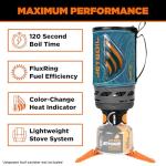 Jetboil Flash 1.0L Portable Fast Boil Stove for Camping and Backpacking with 1-Step Auto Ignition, New for 2025, Propane/Isobutane Burner with Cooking Cup, Ocean Topo