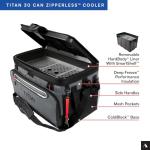 Titan by Arctic Zone Deep Freeze Cooler - 30 Can Zipperless Hardbody Cooler with Deep Freeze Insulation, HardBody Liner, and SmartShelf - Sharkskin Gray