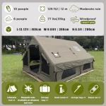 Large Luxury Inflatable Camping Tent, Technology Cotton Canvas Tent for 4-6-8-10-12 People | Breathable and Waterproof Tent with Skylight and Stove Jack, Suitable for Family Camping of 12 ㎡