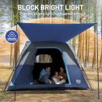 TIMBER RIDGE 6 Person Blackout Design Camping Tent, 60s Easy Setup Instant Cabin Tent for Family with Rainfly, Water-Resistant, 9' x 9' x 72" for Outdoor Adventures Gatherings
