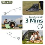 Golabs CT1 2 Person Camping Tent, Easy Set Up in 3 Mins, PU1500mm Waterproof w/Mesh Top & Door with Ventilation, Lightweight 4.4lbs Portable Family Tent with Carry Bag &Interior Storage Pockets &Hook