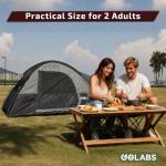 Golabs CT1 2 Person Camping Tent, Easy Set Up in 3 Mins, PU1500mm Waterproof w/Mesh Top & Door with Ventilation, Lightweight 4.4lbs Portable Family Tent with Carry Bag &Interior Storage Pockets &Hook