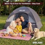 Golabs CT1 2 Person Camping Tent, Easy Set Up in 3 Mins, PU1500mm Waterproof w/Mesh Top & Door with Ventilation, Lightweight 4.4lbs Portable Family Tent with Carry Bag &Interior Storage Pockets &Hook