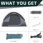 Golabs CT1 2 Person Camping Tent, Easy Set Up in 3 Mins, PU1500mm Waterproof w/Mesh Top & Door with Ventilation, Lightweight 4.4lbs Portable Family Tent with Carry Bag &Interior Storage Pockets &Hook