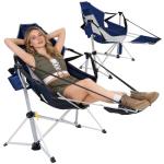 Romswi 2-Pack Aluminum Hammock Chair with Footrest, Oversized Portable Folding Swinging Chair with Adjustable Back & Seat, Lightweight Rocking Camp Chair Supports 440lbs for Outdoor, Patio - Blue