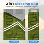 SereneLife Backpacking Sleeping Bag Camping Gear-Double Sleeping Bag For Adults/Teens W/2 Pillows,Bag-Outdoor Lightweight Weather Proof Sleeping Bags For Camping,Backpacking,Hiking-SereneLife SLSBX9