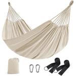 SONGMICS Double Hammock, 98.4 x 59.1 Inches, 660 lb Load Capacity, with Compression Bag, Mounting Straps, Carabiners, for Terrace, Balcony, Garden, Outdoor, Camping, Beige UGDC15M