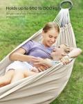 SONGMICS Double Hammock, 98.4 x 59.1 Inches, 660 lb Load Capacity, with Compression Bag, Mounting Straps, Carabiners, for Terrace, Balcony, Garden, Outdoor, Camping, Beige UGDC15M