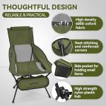 MARCHWAY Lightweight Folding High Back Camping Chair with Head Support, Stable Portable Compact for Outdoor Camp, Travel, Beach, Picnic, Festival, Hiking, Backpacking (Highback Green)