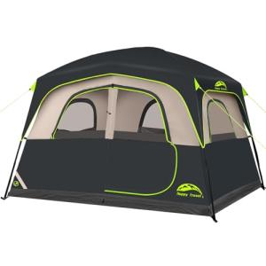 Happy Travel Tent 6 Person Tents for Camping, Waterproof Easy Setup Camping Tent with Rainfly, Portable Large Family Cabin Tent with 5 Large Mesh Windows and Carry Bag for Outdoor Camping & Hiking