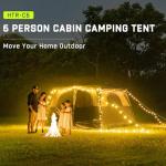 Happy Travel Tent 6 Person Tents for Camping, Waterproof Easy Setup Camping Tent with Rainfly, Portable Large Family Cabin Tent with 5 Large Mesh Windows and Carry Bag for Outdoor Camping & Hiking