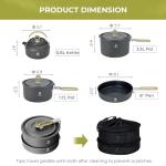 Alocs Portable Camping Cookware - Upgraded Handle, Non-Stick Camping Pan Set for Outdoor Kitchen, Picnic, Hiking and Fishing