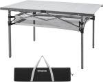 KingCamp Spacious Tabletop Area Aluminum Compact Roll 4-6 Person Stable Adjustable Feet Table with Carry Bag for Outdoor Camp Picnic, Black/Siver_53.5"×27.5" with Storage Layer