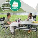 KingCamp Spacious Tabletop Area Aluminum Compact Roll 4-6 Person Stable Adjustable Feet Table with Carry Bag for Outdoor Camp Picnic, Black/Siver_53.5"×27.5" with Storage Layer