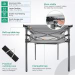 KingCamp Spacious Tabletop Area Aluminum Compact Roll 4-6 Person Stable Adjustable Feet Table with Carry Bag for Outdoor Camp Picnic, Black/Siver_53.5"×27.5" with Storage Layer