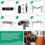 KingCamp Spacious Tabletop Area Aluminum Compact Roll 4-6 Person Stable Adjustable Feet Table with Carry Bag for Outdoor Camp Picnic, Black/Siver_53.5"×27.5" with Storage Layer