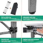 KingCamp Spacious Tabletop Area Aluminum Compact Roll 4-6 Person Stable Adjustable Feet Table with Carry Bag for Outdoor Camp Picnic, Black/Siver_53.5"×27.5" with Storage Layer