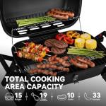 Grills House GT2007 Portable Tabletop Gas Grill, 12,000 BTU Output for Outdoor Camping, Foldable Legs, Piezo Ignition, Built-in Thermometer, for Tailgates and Camping Trips, Black