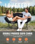KingCamp Double Camping Chair, Oversized Heavy Duty 660lbs Loveseat for Adults Portable Folding XL 2 Person Couch Padded Comfortable Two Seat with Cup Holder for Outdoor Lawn Backyard, Black