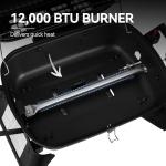 Grills House GT2007 Portable Tabletop Gas Grill, 12,000 BTU Output for Outdoor Camping, Foldable Legs, Piezo Ignition, Built-in Thermometer, for Tailgates and Camping Trips, Black