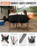 KingCamp Double Camping Chair, Oversized Heavy Duty 660lbs Loveseat for Adults Portable Folding XL 2 Person Couch Padded Comfortable Two Seat with Cup Holder for Outdoor Lawn Backyard, Black