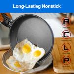 Odoland 5pcs Camping Cookware Non-Stick Camping Pot and Pan Set with Kettle and Removable Handle for Hiking Backpacking and Picnic(Blue)