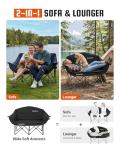 KingCamp Double Camping Chair, Oversized Heavy Duty 660lbs Loveseat for Adults Portable Folding XL 2 Person Couch Padded Comfortable Two Seat with Cup Holder for Outdoor Lawn Backyard, Black