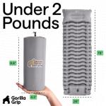 GORILLA GRIP Slip-Resistant Inflatable Sleeping Pad, Puncture Resistant Lightweight Camping Mattress, Foot Pump, Air Mats for Travel Backpacking, Inflating Bed Camp Sleep Pads for Tent, Gray