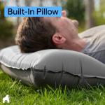 GORILLA GRIP Slip-Resistant Inflatable Sleeping Pad, Puncture Resistant Lightweight Camping Mattress, Foot Pump, Air Mats for Travel Backpacking, Inflating Bed Camp Sleep Pads for Tent, Gray