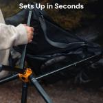 CLIQ Portable Camping Chair - Collapses to Size of Water Bottle - Lightweight Folding Chair for Camping - Outdoor Chair Supports 300 Lbs - Camp Chair Outdoor Adventures, Black