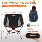 MARCHWAY Lightweight Folding Camping Chair, Stable Portable Compact for Outdoor Camp, Travel, Beach, Picnic, Festival, Hiking, Backpacking, Supports 330Lbs (Orange)