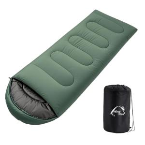 Wind Tour 3 Season Lightweight Waterproof Sleeping Bag Indoor & Outdoor Spliceable Single Sleeping bag 1.0kg for Hiking Backpacking Camping Traveling (Green)