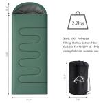Wind Tour 3 Season Lightweight Waterproof Sleeping Bag Indoor & Outdoor Spliceable Single Sleeping bag 1.0kg for Hiking Backpacking Camping Traveling (Green)