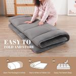 WhatsBedding Japanese Floor Mattress Futon Mattress 3" Grey Tatami Mat Shredded Memory Foam Filled Sleeping Pad, Foldable & Portable Roll Up Lounger Camping Bed for Kids and Adult,Twin Size 39"x 80"