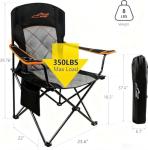 FAIR WIND Oversized Fully Padded Camping Chair, Heavy Duty Quad Fold Chair Arm Chair Support 350 LBS with Cup Holder, Collapsible Lumbar Back Chair Portable for Outdoor, Black