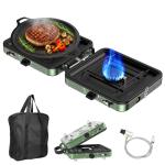 Portable Camping stove, 2 Burner Foldable Camping Stove with Griddle and Carrying Bag & Hose, 8600BTU Portable Propane Camp Stove with Ignition & 2 Adjustable Burners,for Camping Tailgating BBQ Grill