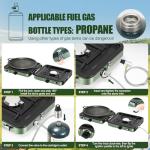 Portable Camping stove, 2 Burner Foldable Camping Stove with Griddle and Carrying Bag & Hose, 8600BTU Portable Propane Camp Stove with Ignition & 2 Adjustable Burners,for Camping Tailgating BBQ Grill