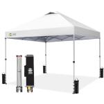 CROWN SHADES 10x10 Pop Up Canopy - Beach Tent with One Push Setup - Easy Outdoor Sun Shade for Events, Parties, Camping - Gazebo with STO-N-Go Cover Bag, Silver Coated Top, White