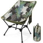 TUIKEN Ultralight Camping Chair Backpacking Chair, Portable Camp Chair with Cup Holder & Storage Bag, Lightweight Compact Folding Chair for Hiking, Travel, Picnic Mountaineering (Camo)