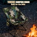 TUIKEN Ultralight Camping Chair Backpacking Chair, Portable Camp Chair with Cup Holder & Storage Bag, Lightweight Compact Folding Chair for Hiking, Travel, Picnic Mountaineering (Camo)