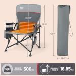 TIMBER RIDGE Oversized Heated Camping Chair for Outdoor Sports, High Back Padded Lawn Chair for Adults Support Up to 500lbs with Cup Holder, Side Pocket(Power Bank not Included)