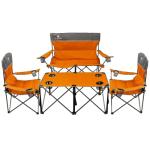 CAMPHILL Camping Set of 4 including Table. Heavy Duty Outdoor Folding Chairs with Cup Holder. Collapsible, Includes One Sofa & Two Single Chairs, Plus Camping Table